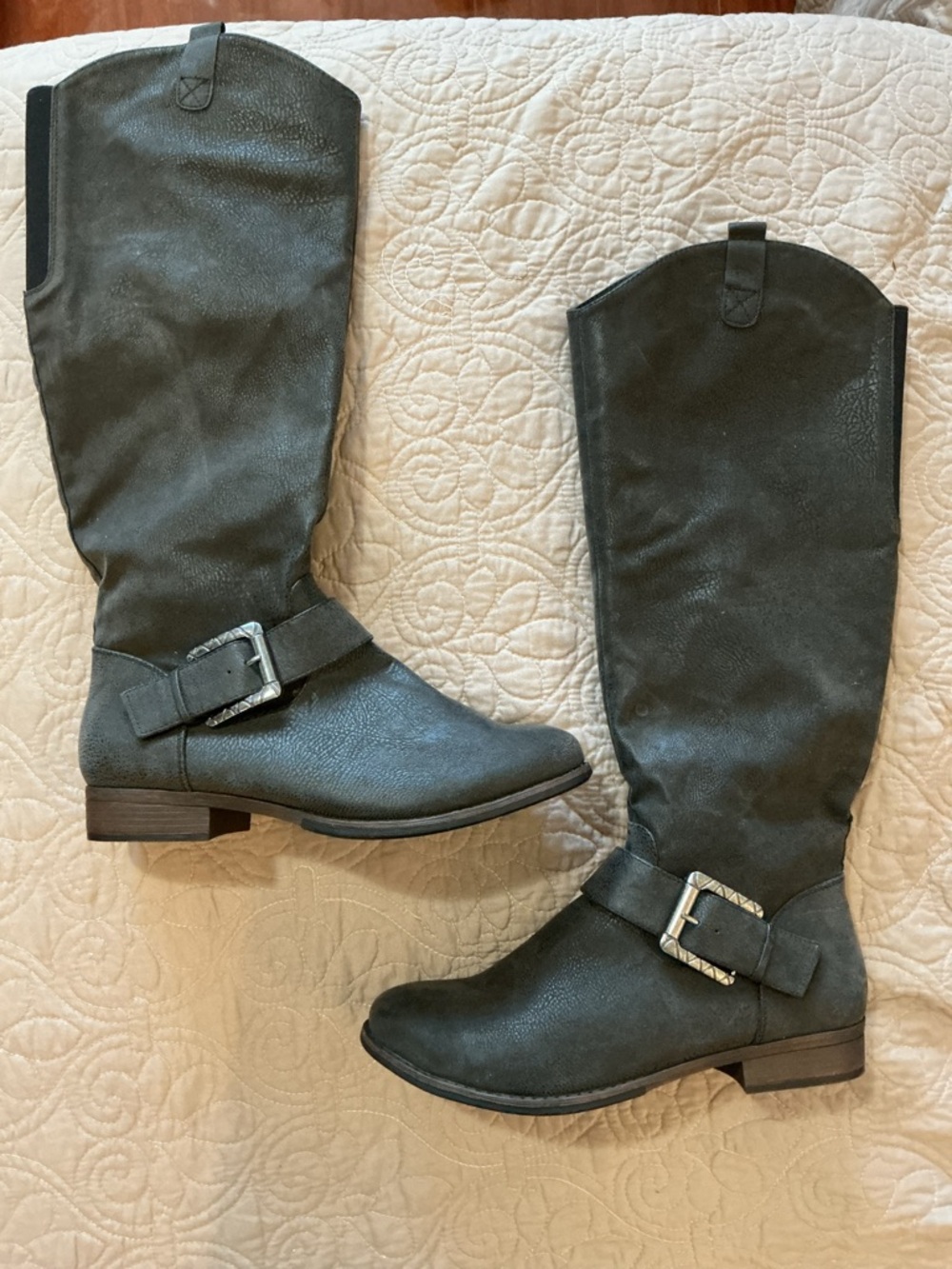 Kelly & Katie Blair Women's Charcoal Black Knee-High Buckle Riding Boots Size 10